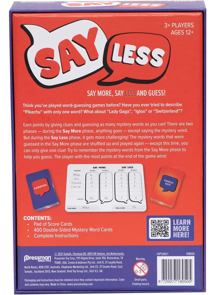 Goliath Pressman Say Less  The Family Card Game of Giving Clues and Guessing Words  Can You Win More When You Say Less  - Image 3