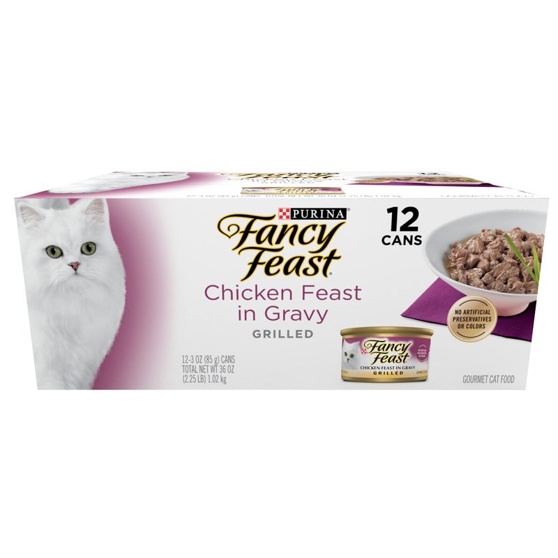 Fancy Feast Purina Fancy Feast Grilled Wet Cat Food Chicken Feast in Wet Cat Food Gravy - (Pack of 12) 3 oz. Cans - Image 1