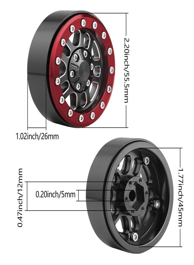Hobbypark عجلات هوبي بارك 1.9 بيودلوك لسيارات TRX4 Axial SCX10 II III RR10 Wraith Redcat Gen 8 Gen 7 RC4WD 1/10 مقياس سيارات الزحف RC (حلقة حمراء) - Image 2