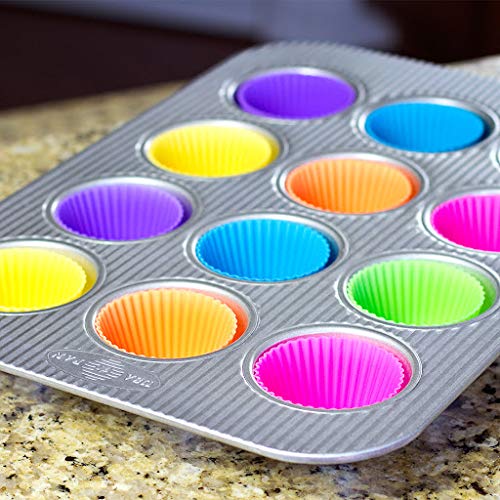 Decorcrafts Reusable Washable 12Pieces Set Silicone Baking Cup Set NonStick Art Mold Mini CupcakeMuffin Mould Baking Cups Basics 12Pieces Cake Decorating Frosting Icing Multicolor - Image 3