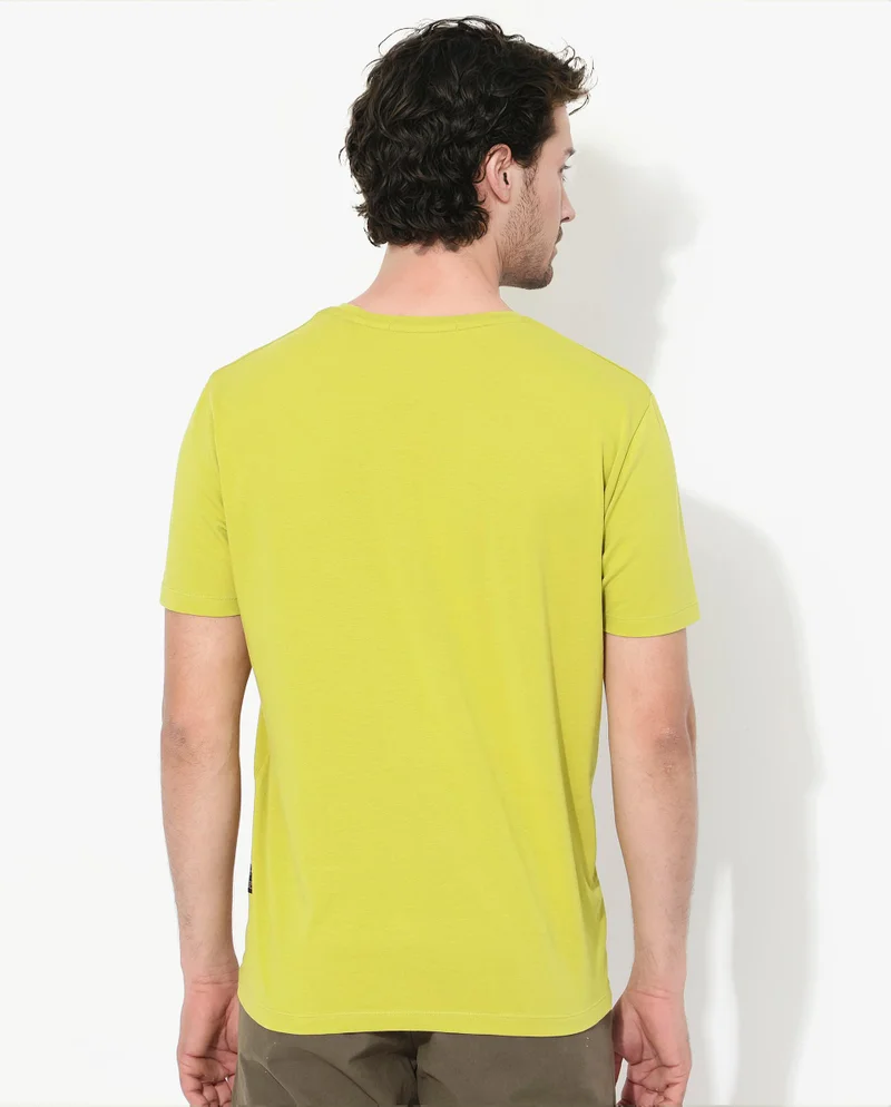 Rare Rabbit Rare Rabbit Men's Rabbit-Inf Flouroscent Green Cotton Fabric Short Sleeves Crew Neck Regular Fit Plain T-Shirt