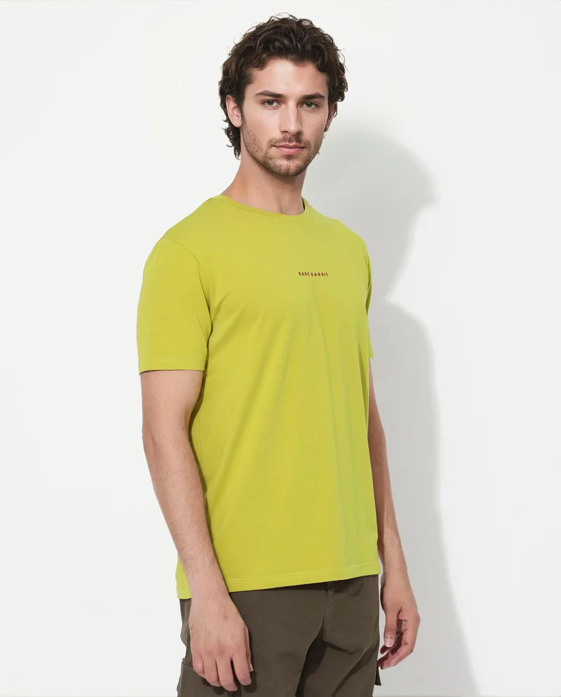 Rare Rabbit Rare Rabbit Men's Rabbit-Inf Flouroscent Green Cotton Fabric Short Sleeves Crew Neck Regular Fit Plain T-Shirt
