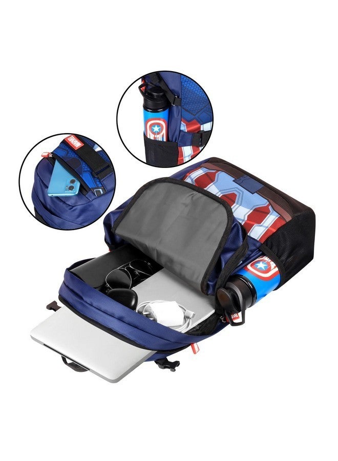 MARVEL حقيبة ظهر كابتن أمريكا من مارفل أفنجرز | 29 لتر حجم متوسط للمدرسة، الكلية، المكتب، السفر | قماش بوليستر متين | متعدد الألوان | قسم للابتوب، حامل زجاجة، جيوب تنظيمية - Image 5