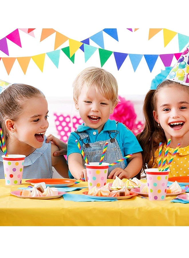 4 قطع من لافتات قوس قزح القابلة لإعادة الاستخدام وأعلام مثلثة ملونة لعيد الطفل والذكرى السنوية والفعاليات المدرسية الخارجية واحتفالات الفنادق والتجمعات العائلية في العيد وحفلات أعياد الميلاد واحتفالات رمضان وزينة المهرجانات - Image 2