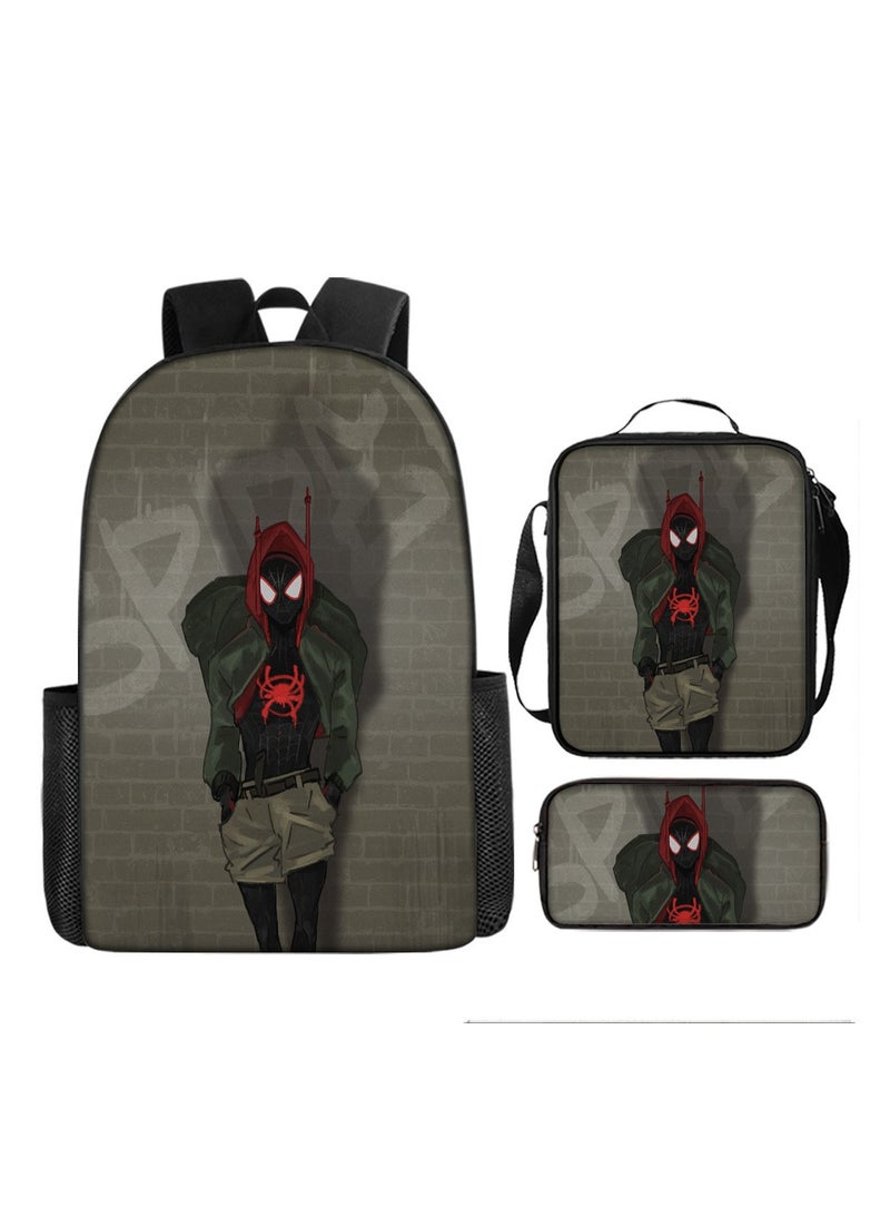 Backpacker Spider-Man Cartoon Digital Printing Children's Student School Bag Backpack 29*16*42CM + Shoulder Bag 19*6*23CM + Pencil Case 24*7*11CM Three-piece Set - Image 1