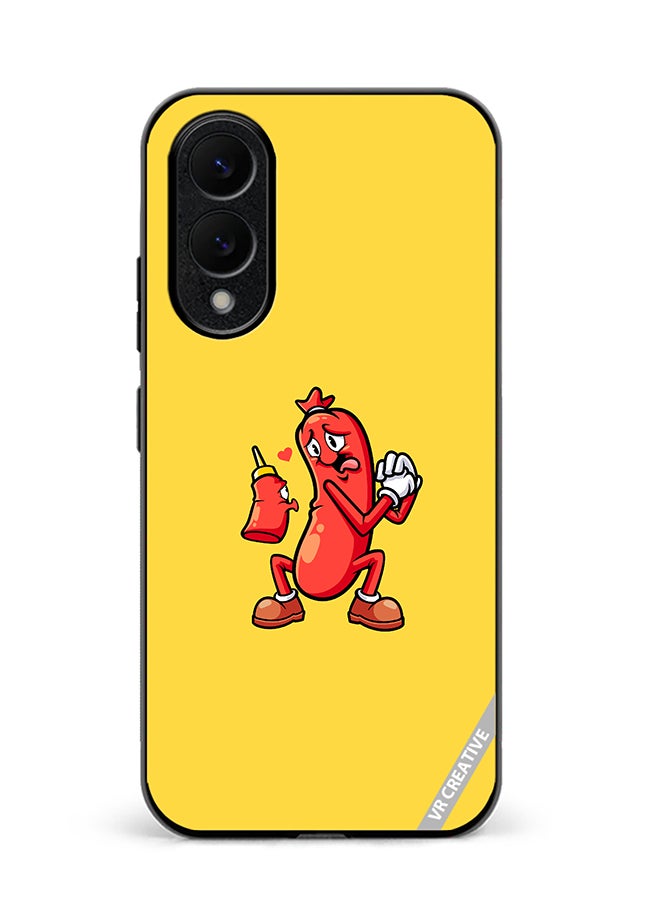 Protective Case Cover For Samsung Galaxy S25 Edge Ketchup Love Sausagel Design Multicolour