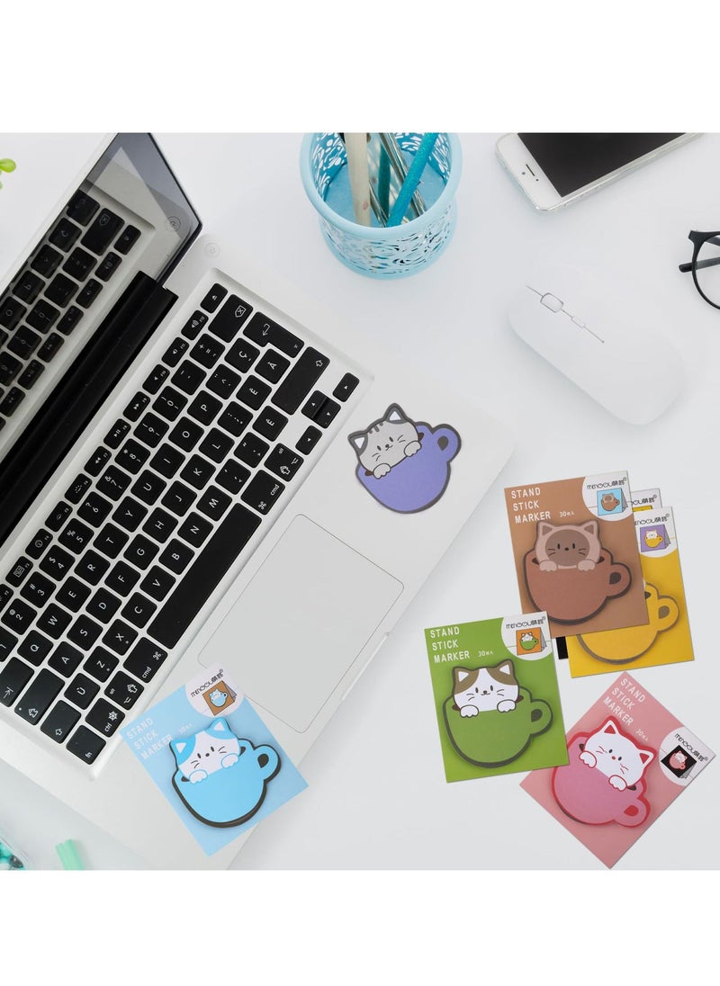 Excefore Cute Sticky Notes, 16 Pack Cat Sticky Notes Set, Cartoon Sticky Notes Cat Shape Note Pads Self-Stick for Office, School and HomeMemo Pads Students Home Office Roommates Gifts Tab Supplies  - Image 4