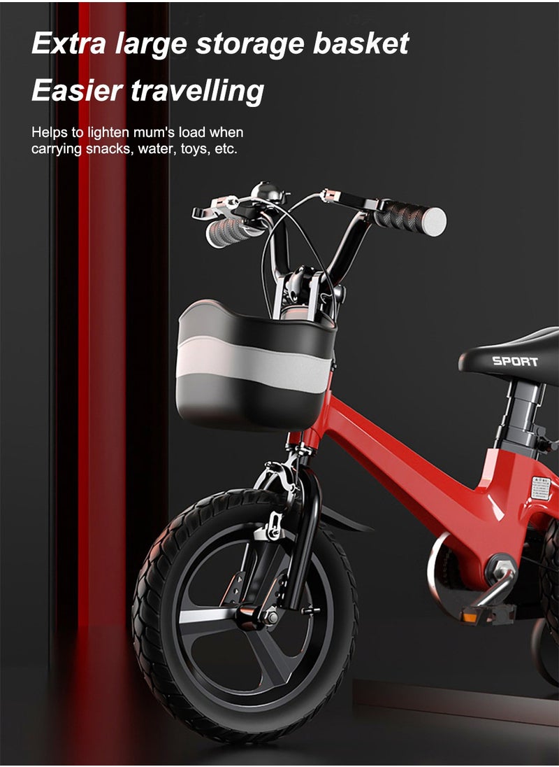 MaBaby - Children's Bicycle 12-18 inch Magnesium Alloy, with Adjustable Seat and Basket, Cycle for 3-6-7-10 Years Old Boys and Girls - Image 1