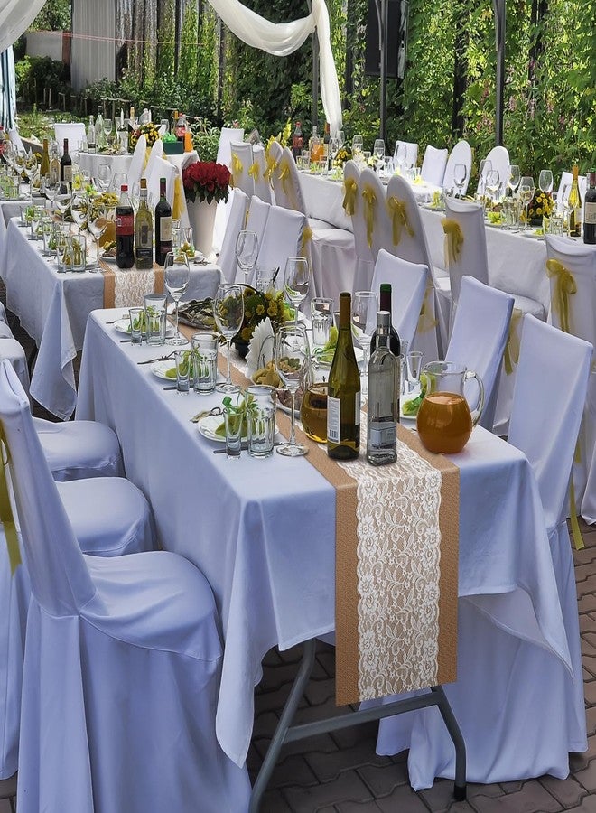 Chumia 12 Pack Burlap Table Runners with Lace 12 x 72 Inch Long Rustic Jute Natural Hessian Burlap Table Runner for Farmhouse Style Country Vintage Wedding Party Dinner Decoration(Classic Style) - Image 4