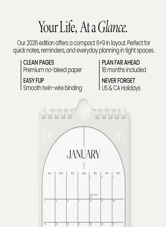 Karto Small Wall Calendar 2026 - Vertical 6x9 inch January 2026 to June 2027 - Small, Versatile, and Easy Planning with the Aesthetic Desk Monthly Calendar - Boho Beige - Image 2