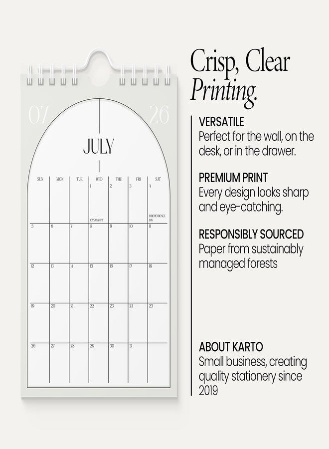 Karto Small Wall Calendar 2026 - Vertical 6x9 inch January 2026 to June 2027 - Small, Versatile, and Easy Planning with the Aesthetic Desk Monthly Calendar - Boho Beige - Image 3