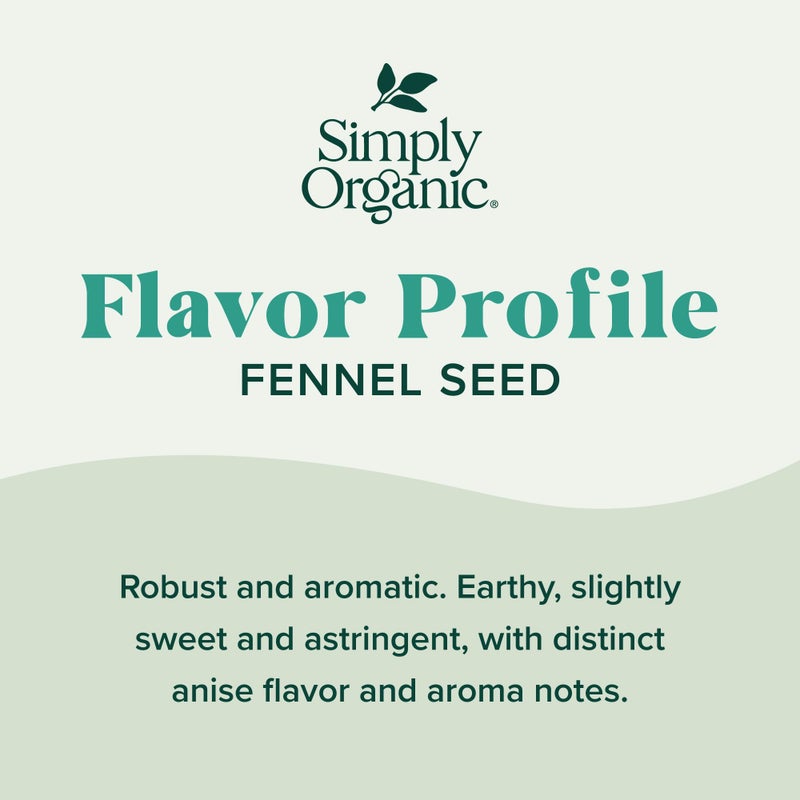 Simply Organic Whole Fennel Seed, 1,90 oz, Mild Sweet Flavor, Aromatic, Reminiscent of Licorice, Kosher - Image 3