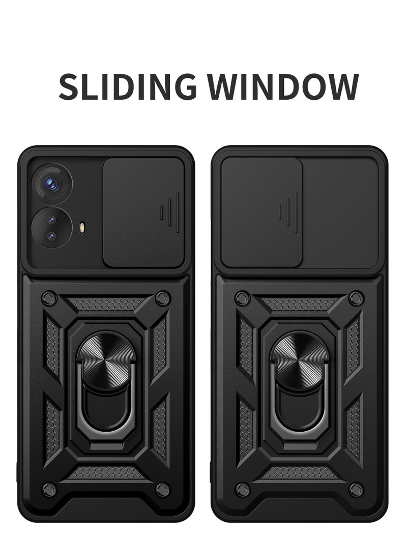 Case for Motorola Moto E14 / G04 / G24 with Sliding Camera Window, Kickstand, PC+TPU Dual-Layer,Red