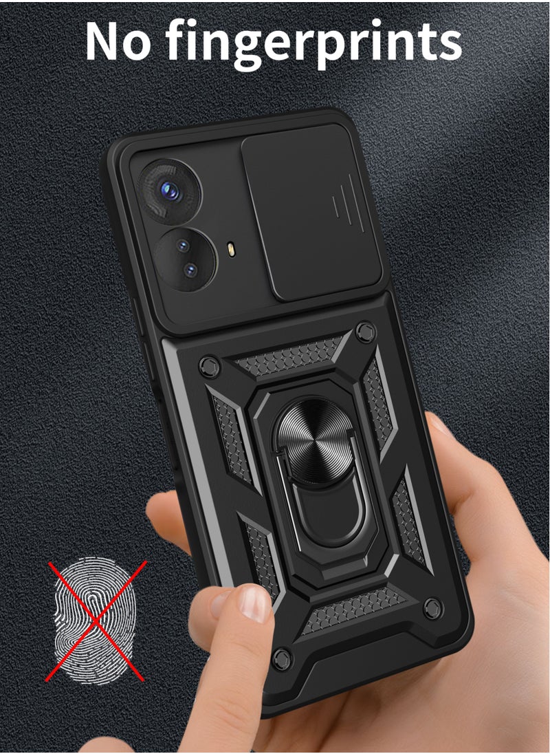 Case for Motorola Moto E14 / G04 / G24 with Sliding Camera Window, Kickstand, PC+TPU Dual-Layer,Red