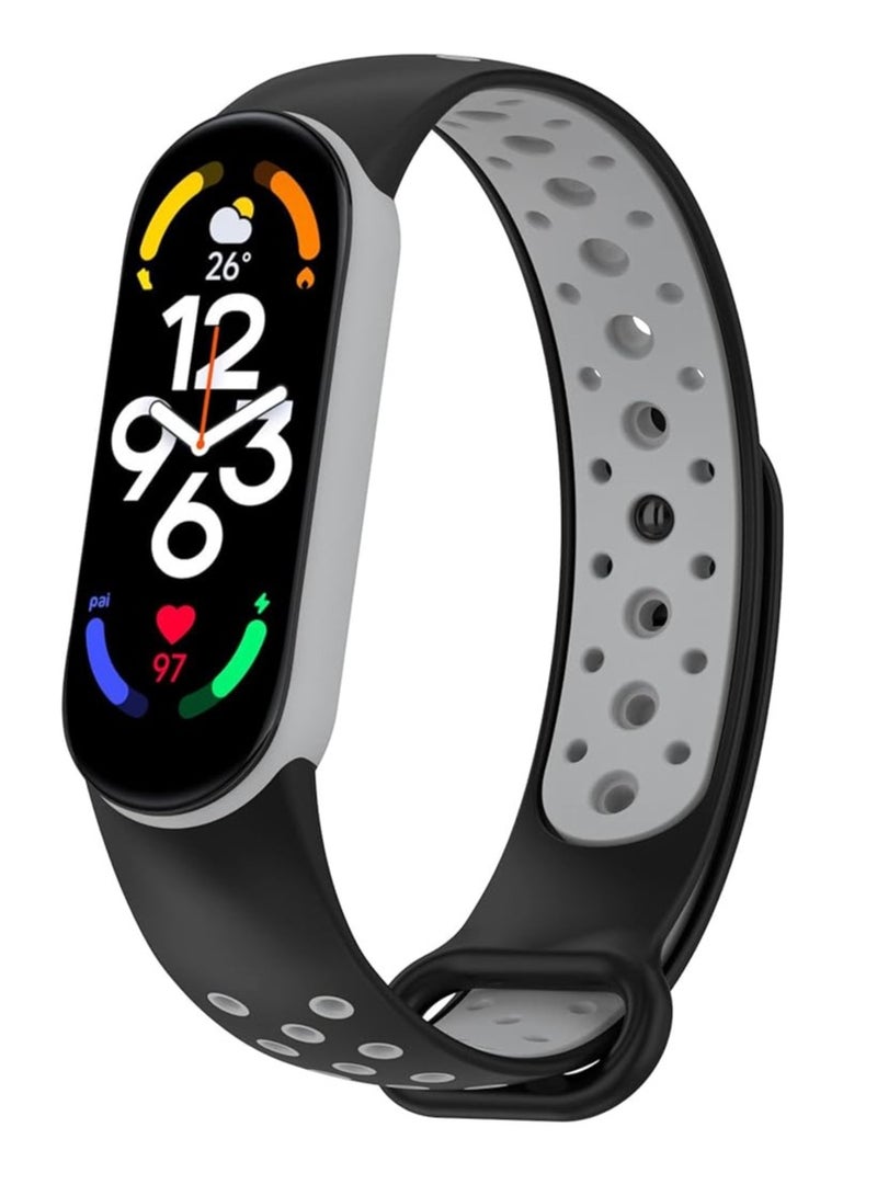 Strap Compatible with Xiaomi Mi Band 4 / Mi Band 3, Women Men Armband, Two Colours Breathable Adjustable Soft Silicone Replacement Strap Compatible with Xiaomi Mi Band 3/4 - Image 3