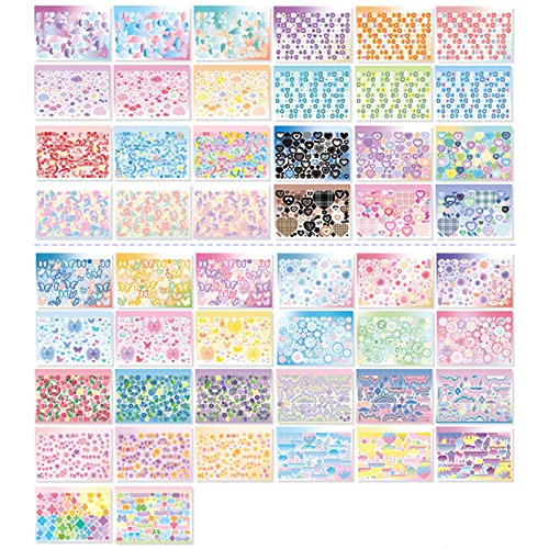 Doraking 50 Sheets Sticker Book, Self Adhesive Laser Love Cute Stickers for Arts Craft Greeting Cards Scrapbook Home Decoration DIY Deco Stickers(B) - Image 1