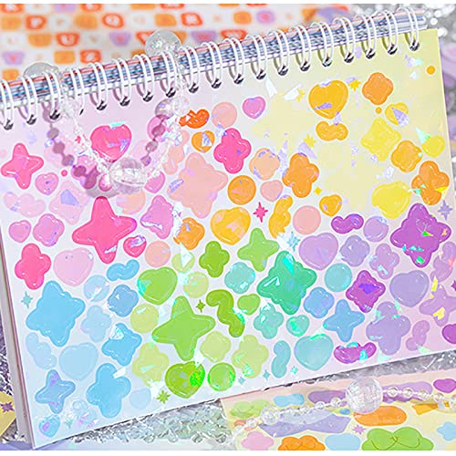 Doraking 50 Sheets Sticker Book, Self Adhesive Laser Love Cute Stickers for Arts Craft Greeting Cards Scrapbook Home Decoration DIY Deco Stickers(B) - Image 2