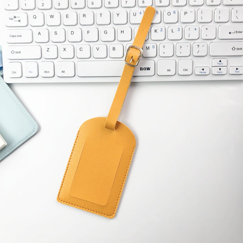 Multicolor PU Leather Luggage Tag with Strap Vertical yellow 