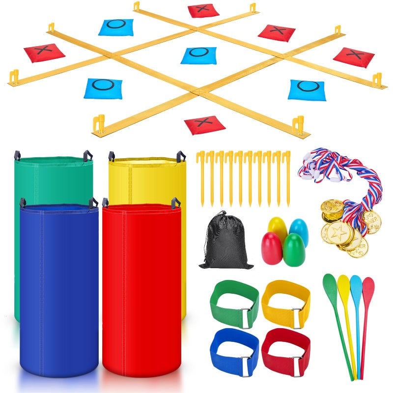 Redllo 43Pcs Outdoor Giant Tic Tac Toe Bean Bag Toss Games for Kids Adults FamilyLarge Potato Sack Race Bags Outside Lawn Yard Backyard Carnival Field Day Game Beach Picnic Camping Birthday Party Games - Image 3