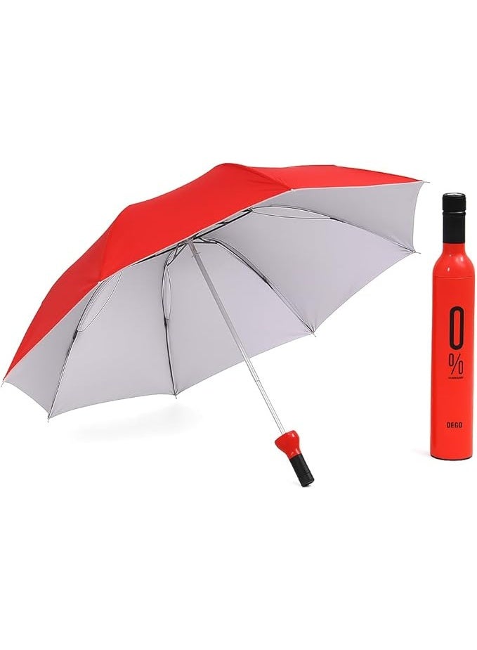 Compact Travel Umbrella with UV Protection and Rain Shield – Double Layer Foldable Automatic Open Windproof Lightweight Umbrella 98cm with Bottle-Shaped Storage Case for Daily Travel and Outdoor Use - Image 1