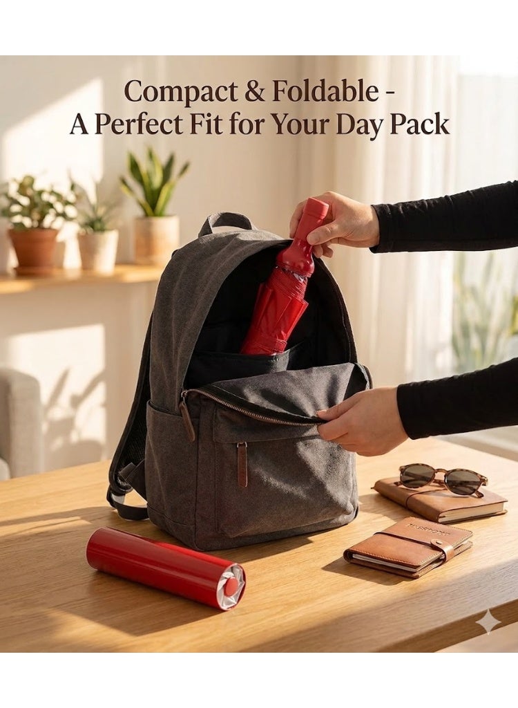 Compact Travel Umbrella with UV Protection and Rain Shield – Double Layer Foldable Automatic Open Windproof Lightweight Umbrella 98cm with Bottle-Shaped Storage Case for Daily Travel and Outdoor Use - Image 3