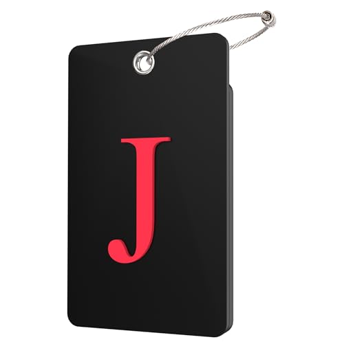 Gostwo 2 Pack Luggage Tags for Suitcases 26 Initial Letter Travel Luggage Baggage Identification Labels ID Tag Fully Bendable Tags with Stainless Steel Loop Black Letter J - Image 1