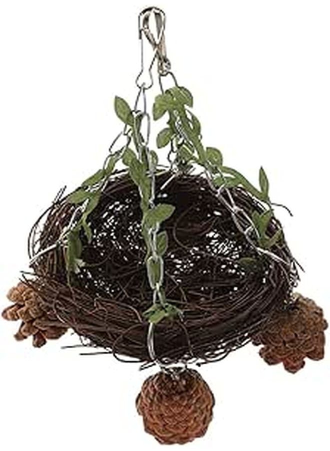 Natural Rattan Bird Nest Chewing Swing Toy Perch for Small Medium Birds Easy Install - Image 1