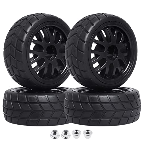 Hobbypark 4Pack RC Tires Wheel Rims 12mm Hex Hub Y Shape wFoam Inserts for 110 Remote Control Car On Road Touring - Image 1