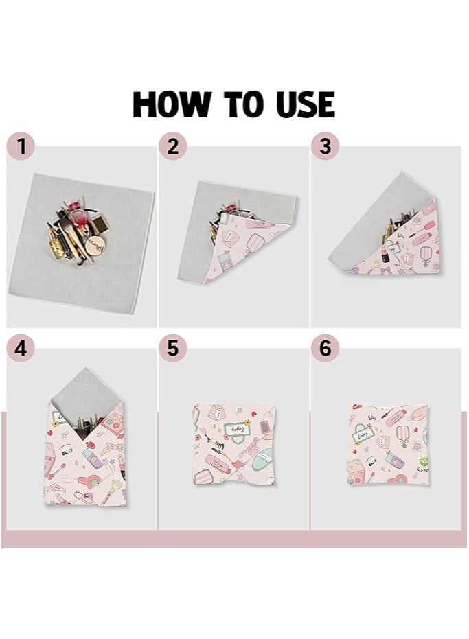 2 Pcs SelfAdhesive Magic Cloth Makeup Bag Open Lay Flat Makeup Bag Camera Lens Wrap Multi Purpose Magical Storage bag Tablet Computer Protection Bag(55cm,35cm)  - Image 3