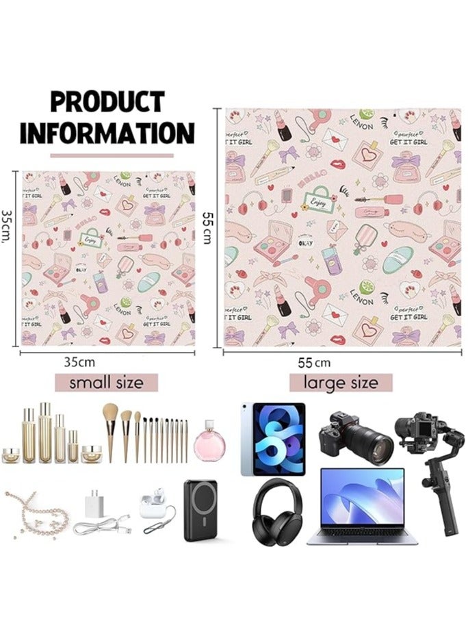 2 Pcs SelfAdhesive Magic Cloth Makeup Bag Open Lay Flat Makeup Bag Camera Lens Wrap Multi Purpose Magical Storage bag Tablet Computer Protection Bag(55cm,35cm)  - Image 5