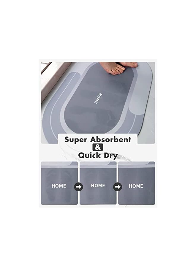 Zaboon Diatom Round Bathroom Mat,Non-Slip Bath Mat, Quick Drying, Super Absorbent, Easy Cleaning,Floor Mat, Door Mat,Used for Bathroom, Toilet, Kitchen Entrance,23.61" x 15.35" Blue - Image 2