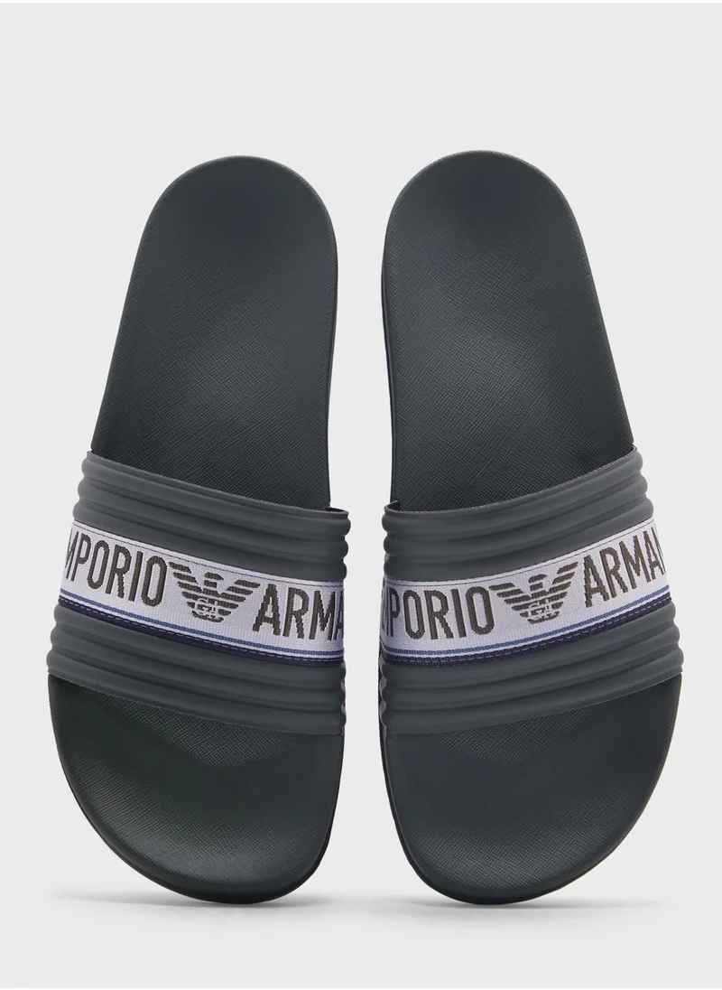 EMPORIO ARMANI Logo One Strap Flip Flops