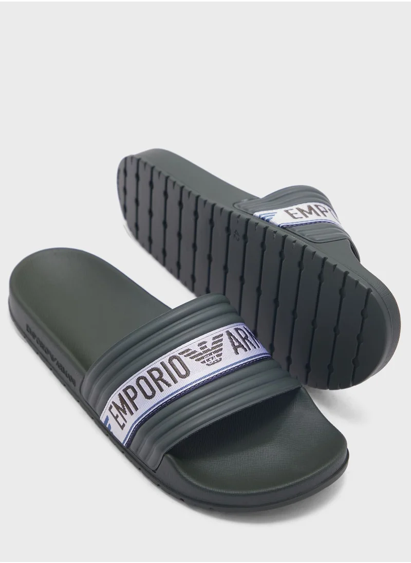 EMPORIO ARMANI Logo One Strap Flip Flops
