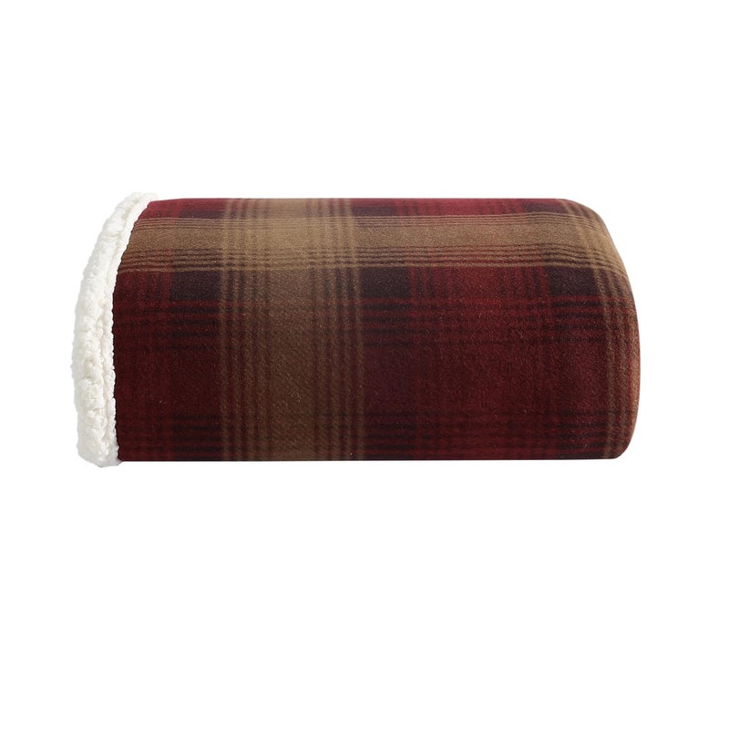 Eddie Bauer - Blanket, Super Soft Reversible Sherpa & Brushed Fleece Bedding, Ideal Throw Blankets for Couch, Plaid Home Design (Nordic Raisin) - Image 1