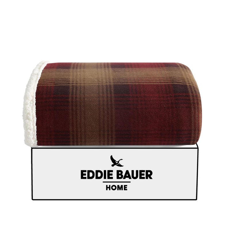 Eddie Bauer - Blanket, Super Soft Reversible Sherpa & Brushed Fleece Bedding, Ideal Throw Blankets for Couch, Plaid Home Design (Nordic Raisin) - Image 4