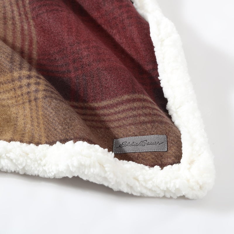 Eddie Bauer - Blanket, Super Soft Reversible Sherpa & Brushed Fleece Bedding, Ideal Throw Blankets for Couch, Plaid Home Design (Nordic Raisin) - Image 3