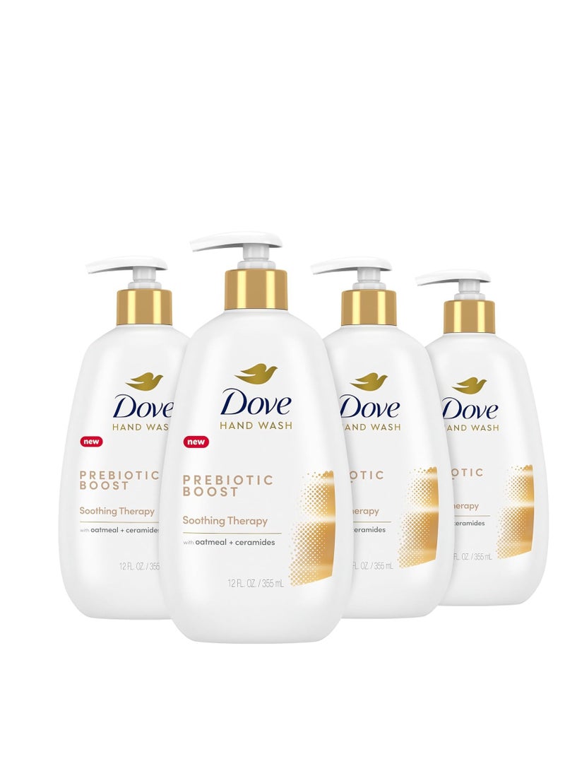 Dove Dove Prebiotic Boost Hand Wash Soothing Therapy 4 Count for Lasting Softness, with Oatmeal & Ceramides, 12 oz - Image 1