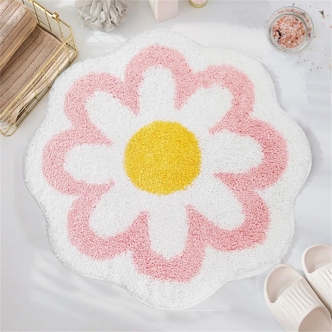 FLOWER BATH MAT LIGHT PINK BATHROOM RUG BEAUTY BATH MATS ULTRA SOFT MICROFIBER BATH RUG MACHINE WASHABLE FLOWER RUG SHOWER BATHTUB MAT GIFT AESTHETIC SUMMER ROOM DECOR 236X236 IN