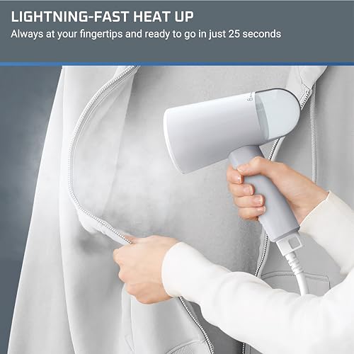 Rowenta Travel Steam Handheld Steamer 2.3 Oz Tank Capacity, Foldable,Easy Steam, Effortless wrinkle removal, 1100 watts Portable, Ironing, Fabric Steamer, Vacation Essentials, Gray, DR1011 - Image 5