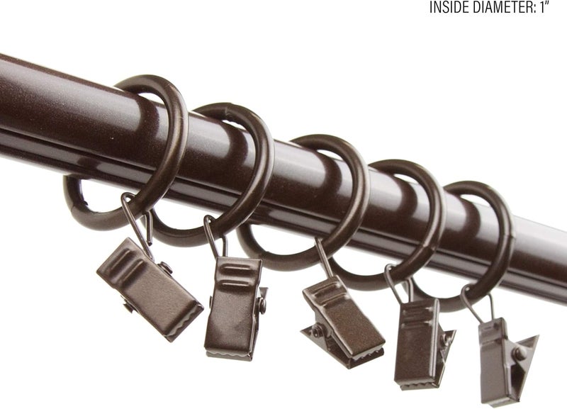 Rod Desyne 10 Count 1-Inch Curtain Rings with Clip for Windows, Cocoa - Image 3