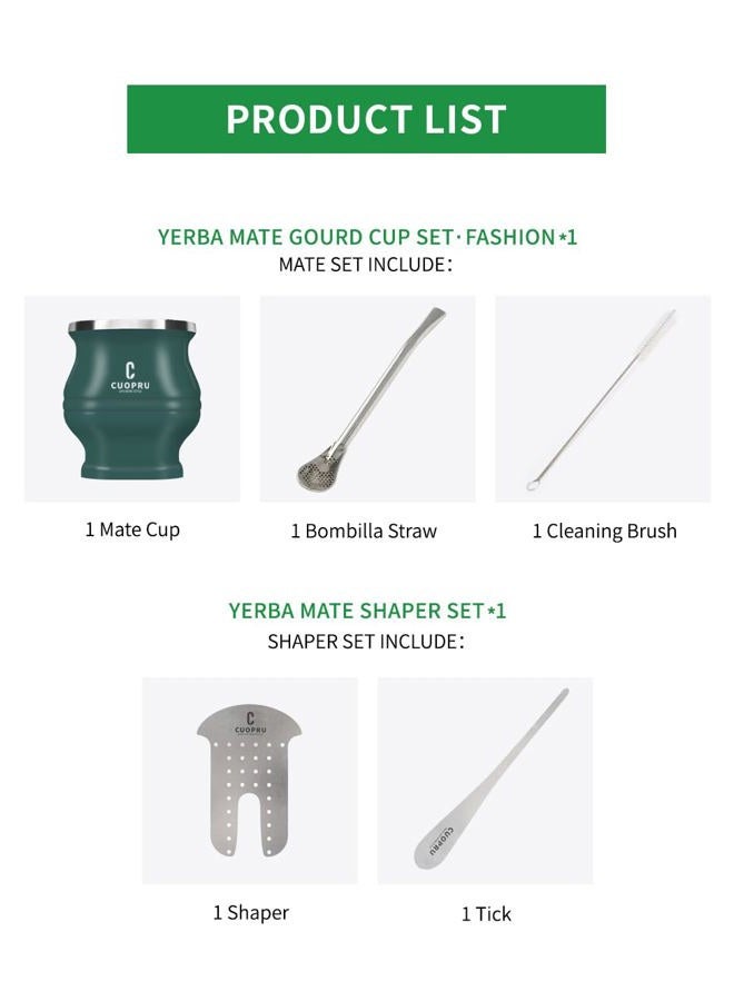 CUOPRU Yerba Mate Cup and Bombilla Set - The Yerba Mate set includes a Modern Mate Cup，Yerba Mate Shaper set，Bombilla Mate (straws) and a cleaning brush (Black) - Image 3