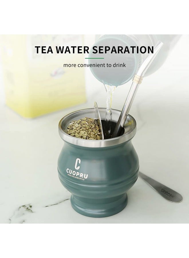 CUOPRU Yerba Mate Cup and Bombilla Set - The Yerba Mate set includes a Modern Mate Cup，Yerba Mate Shaper set，Bombilla Mate (straws) and a cleaning brush (Black) - Image 2