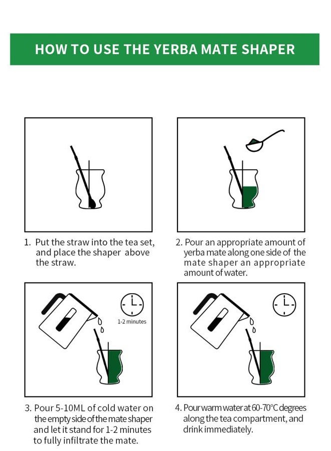 CUOPRU Yerba Mate Cup and Bombilla Set - The Yerba Mate set includes a Modern Mate Cup，Yerba Mate Shaper set，Bombilla Mate (straws) and a cleaning brush (Black) - Image 4