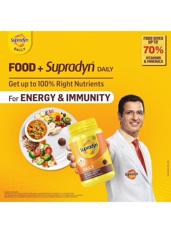 Supradyn Daily Multivitamin Tablets for Men & Women with Essential Zinc , 12 Vitamins, 5 Trace Elements for Daily Immunity & Energy , 180 Tablets - Image 2