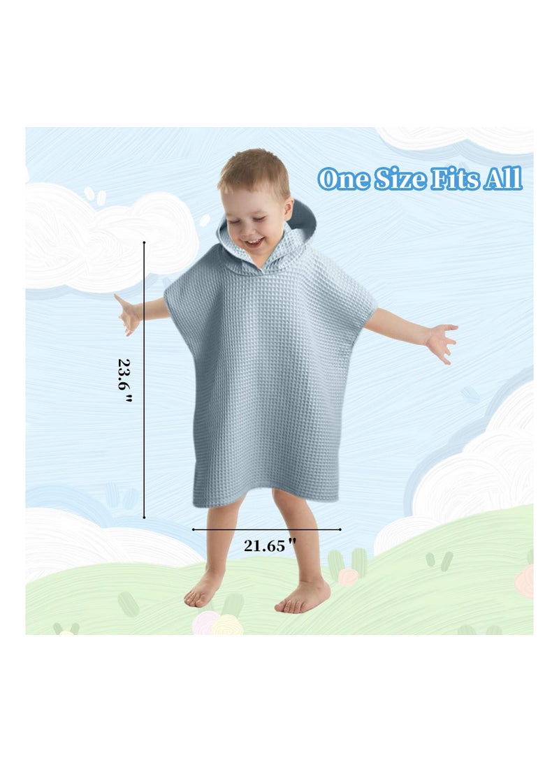 Y&D Hooded Beach Towel for Girl & Boy, Weaved Waffle Texture, Absorbent Lightweight Quick-Dry Poncho Changing Towel, Kids Cover-Up, Bath and with Hood, Green - Image 4