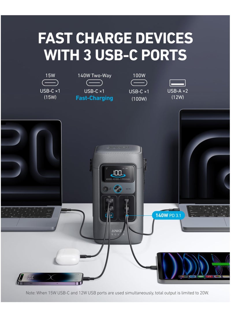 Anker - Anker SOLIX C200 DC Power Bank Station (60,000mAh), 192Wh Portable Power Station, LiFePO4 Battery, 200W Solar Generator, For Outdoor Camping, Traveling, and Emergencies (Optional Solar Panel) - Image 1