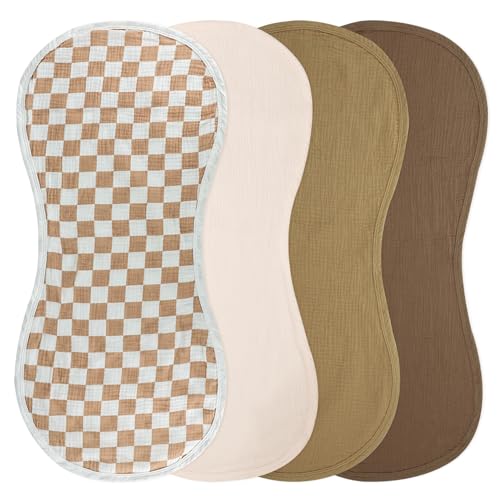 Ndahjahd 4Pack Muslin Changing Pad Liners Extra Thick Ultra Soft for Warm Comfort Waterproof Diaper Mat for Keekaroo Peanut All Standard Baby Changers 2Sided Reusable Brown - Image 1