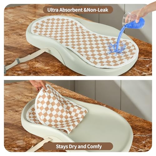 Ndahjahd 4Pack Muslin Changing Pad Liners Extra Thick Ultra Soft for Warm Comfort Waterproof Diaper Mat for Keekaroo Peanut All Standard Baby Changers 2Sided Reusable Brown - Image 3