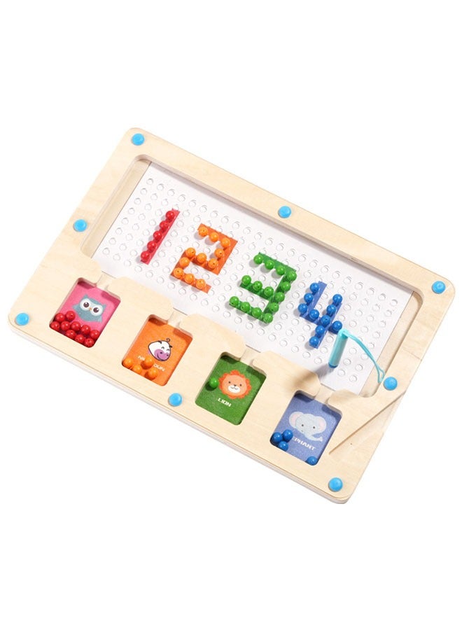 Children's educational color sorting toys, magnetic animal number arithmetic walking bead-on maze, early childhood educational games - Image 1