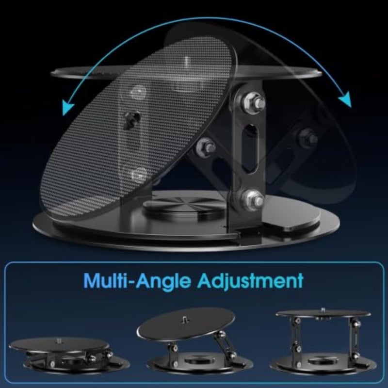 Desktop Projector Stand for Home Office Studio: Aluminum Alloy Folding Dual Rod Support, Black, 5kg Load Capacity 360 Rotatable Base - Image 4